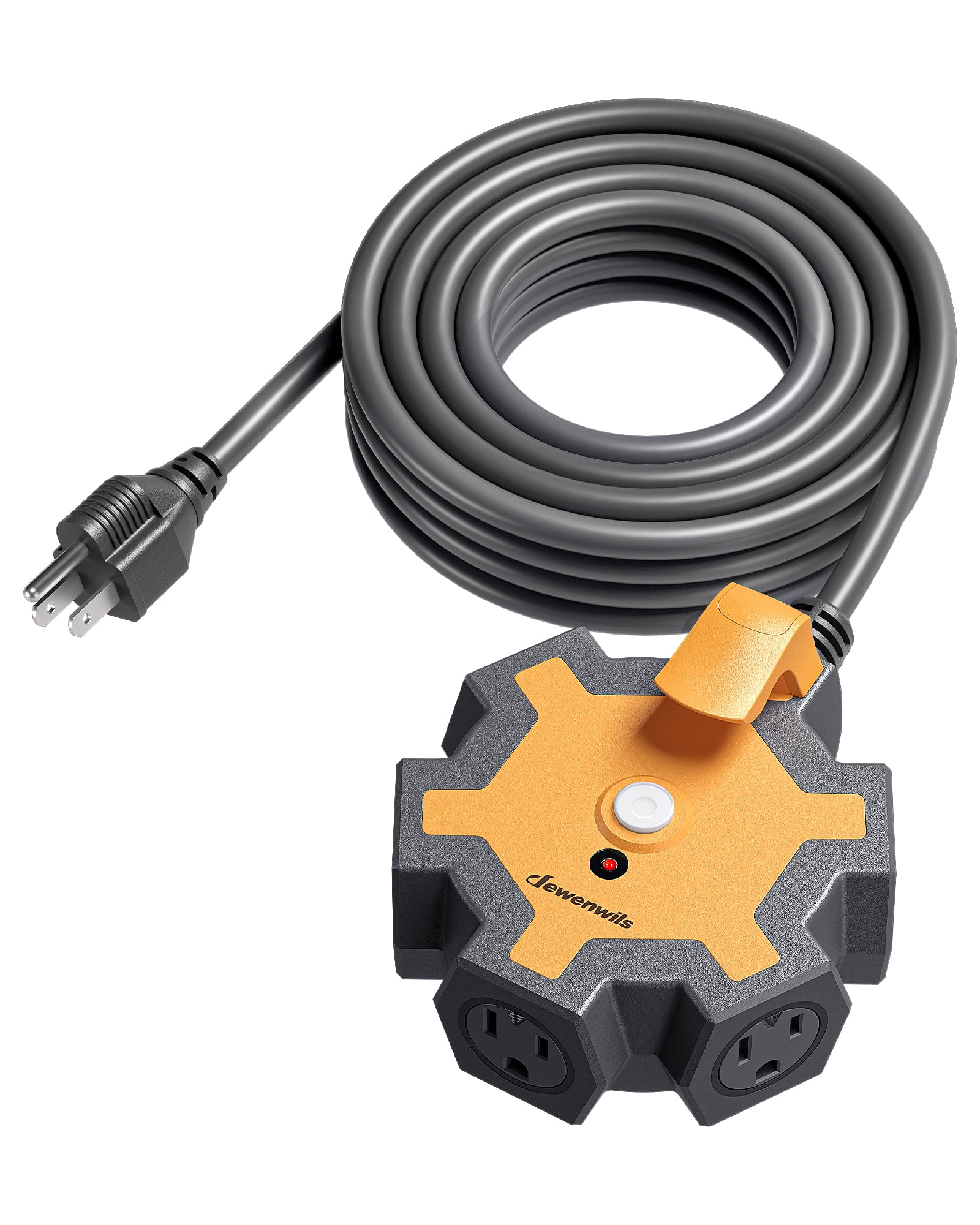 DEWENWILS 25FT Extension Cord Power Strip With 5-Outlet, Long Extension Cord for Indoor/Outdoor Use, Garage, Workshop