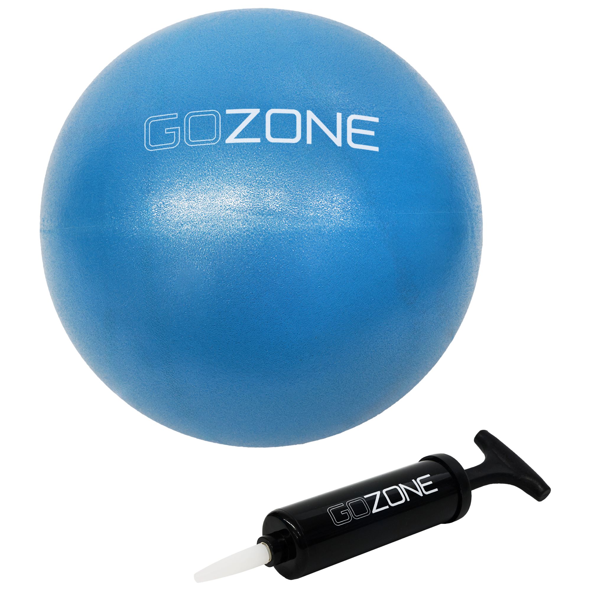 GoZone Ballon d'Exercice pour Pilates, Ballon d'Equilibre pour Tonification, Yoga et Barre, Anti-éclatement, avec Pompe àMmain, Bleu, 22.9 cm