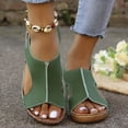 thumbnail image 1 of Cameland Summer New Foreign Trade Large Size Wedge With Fish Mouth Solid Color Large Size One Line Buckle Beach Sandals, 1 of 6