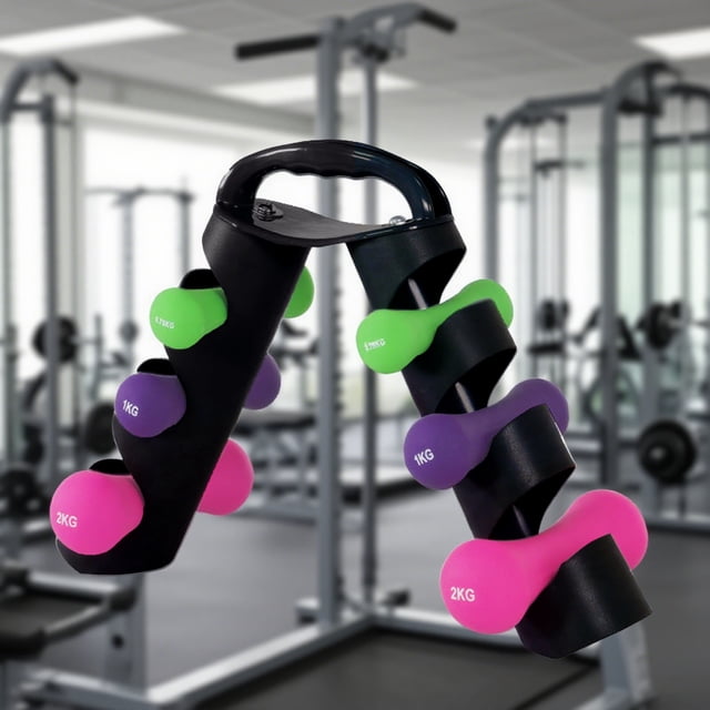 Rotatable Foldable Dumbbell Storage Rack with Six Holes for Home Gym Vertical Adjustable Dumbbell Stand for Strength Training and Hand Weights