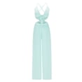 thumbnail image 4 of Womens Halter Neck Backless Loose Chiffon One-Piece Wide Leg Jumpsuit Overalls Full Length Long Pants Beach Boho Rompers, 4 of 7