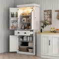 thumbnail image 2 of HOMCOM 71" Kitchen Pantry Cabinet with Spice Racks and LED Lights, White, 2 of 10