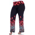 thumbnail image 3 of White Mark Women's Plus Size Printed Palazzo Pants, Redpeacock, 1XL, 3 of 5