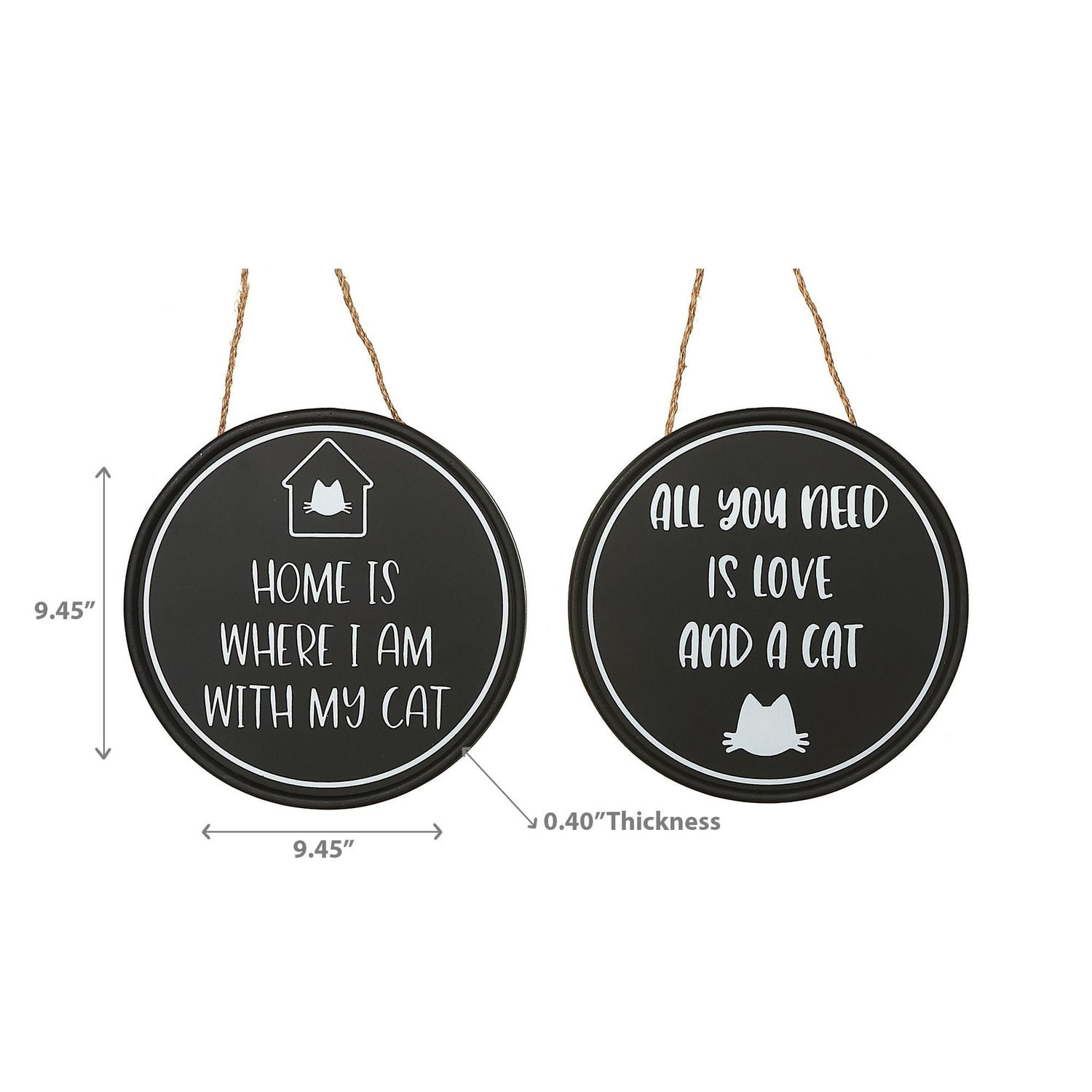 Signe Du Chat Rond Mdf - Ensemble De 2
