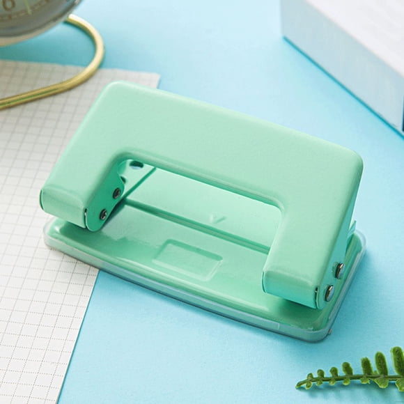 Mini Metal 8-Sheet Paper Hole Punch, Multi-Hole Compact Puncher, Portable Size for Office, Study, Organization, 6mm Holes, Easy-Clean Tray, Purple/Pink/Green | 1 Piece