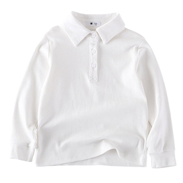 WUANDIXFA Chandail à Manches Longues T-Shirt à Manches Longues pour Enfants T-Shirt d'Automne pour Garçons T-Shirt à Manches Longues pour Enfants Hauts de Base T-Shirt pour Garçons Blanc, 3-4 Ans