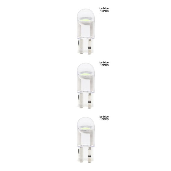 Transemion 2pcs/10pcs W5W 194 T10 Glass Housing Cob LED Car bulb 3000K 6000K White Green Blue Red Wedge License Plate Lamp Dome Light ice blue 10pcs 3Set