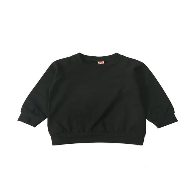 Kid Infant Baby Girl Boy Solid Color Pullovers Sweatshirt for Fall Spring