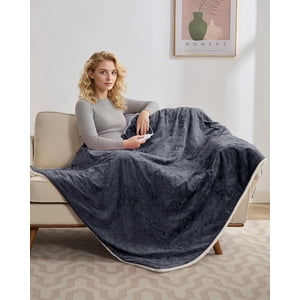 Heated Electric Throw Blanket, Velvet Soft Cozy Heating Blankets Throw with 4 Heat Levels & 4H Auto Off, Machine Washable, Over-Heat Protection, 50 in x 60 in ，Grey