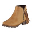 thumbnail image 1 of jovati Womens Comfortable Retro Tassel Side Zipper Low Heeled Round Toe Boots, 1 of 9