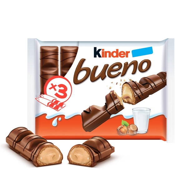 KINDER BUENO Barres Chocolatées au Lait à la Crème de Noisettes, Lot de 3