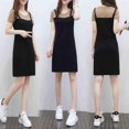thumbnail image 2 of O-cou Manches Courtes Robes Patchwork Faux 2 Couleurs Deux Pièces Femme Fille Robes Doux Confortable Femme Robe en Vrac, 2 of 4