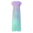 thumbnail image 4 of Mceream Robes d'Été pour Femmes Grande Taille2026 Col Rond Ample Fendue Sans Manches Robes Soleil Décontractées Longues Fluides Infroissables Plage Voyage Vacances Vêtements Multicolore P, 4 of 5