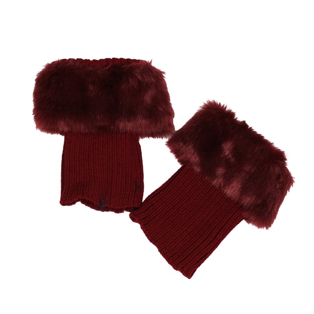 letairis Jambières en Crochet Tricot pour Chaussettes Tongs Couvre-Bottes Court Rétro Orthèse Protection Poignets Hauts Bas pour Femmes Bordeaux