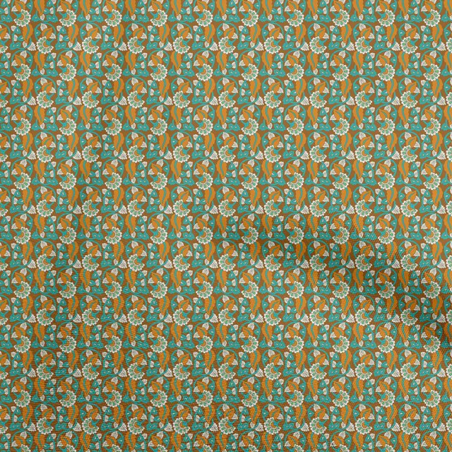 oneOone Tissu Polyester Spandex Rouille Marron Matériel de Robe Florale Tissu Imprimé Tissu au Mètre 56 Pouces de Large