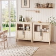 thumbnail image 2 of BeesClover 29" Large Buffet Sideboard Cabinet with 2 Glass Doors and Shelves, Modern Farmhouse Storage Cabinet Table for Kitchen Dining Room, Living Room, Hallway, 2 of 7