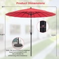 thumbnail image 3 of Costway Parasol de Marché Rond pour Patio de 9 Pi avec Inclinaison à Bouton-Poussoir, Manivelle, Toit Ventilé Vin, 3 of 10