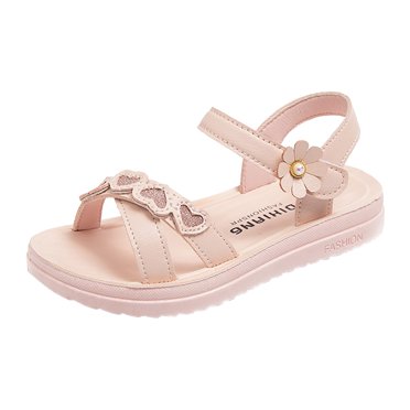 XASZHN Children Shoes Summer Flower Sandals Fashion Little Girls Soft Sole Princess Sandals Toddler Sandals for Outdoor Play Pink 13
