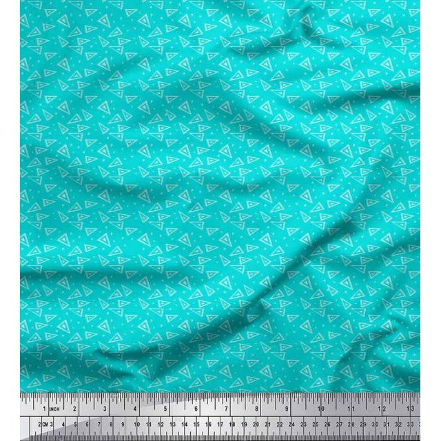 Soimoi Tissu en Poly Georgette Imprimé Triangle au Mètre 42 Pouces de Large