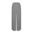 thumbnail image 4 of Diufon Wide Leg Pants for Women Button Down Cotton Linen Straight Pants Casual Solid Color Side Split Trousers, 4 of 5