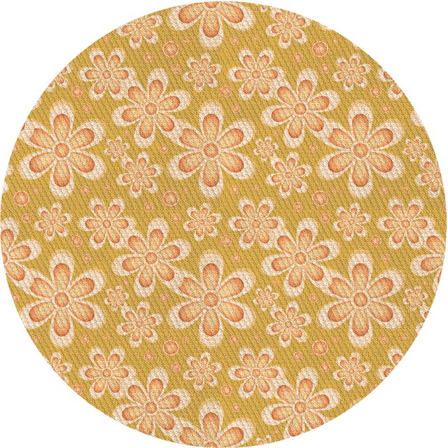 Ahgly Company Tapis Rond Lavable en Machine Intérieur Transitionnel Orange, 7 Pieds Rond