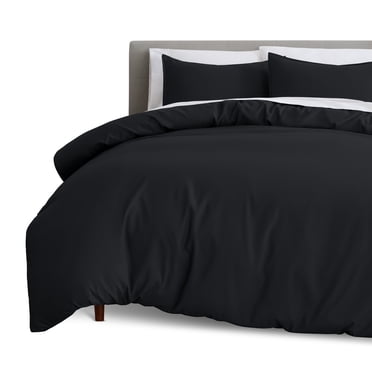 Bare Home Housse de Couette et Ensemble de Taies de Luxe - Premium 1800 Collection - Ultra Doux - Très Grand Grand, Noir, 3 Pcs