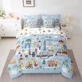 thumbnail image 2 of YST Construction 7 Piece Comforter Set Full Bed In A Bag, Excavator Tractor Bedding Set With Flat Fitted Sheet, Engineering Vehicle All Season Bed Set Cartoon Car Bedding Comforter Sets, 2 of 6