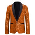 thumbnail image 1 of Burnt Orange Work Office Formal Date Night Evening Elegant Rave Button Jackets for Mens Winter Fall Sequin Sparkly Glitter Plain Jacket Blazer Coats Man 2025 Clothing M, 1 of 3