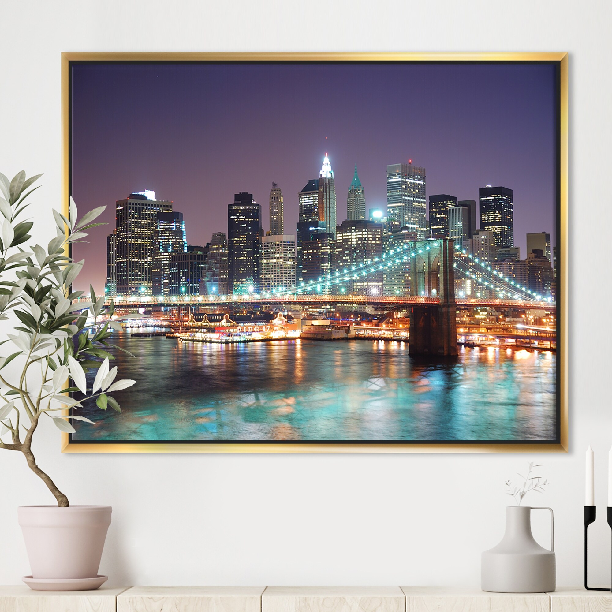 Design Art Gratte-Ciel De New York City Manhattan  Sur Toile Encadrée