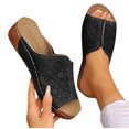 thumbnail image 4 of Gspmoly Sandales à Enfiler pour Femmes, Mode Décontractée d'Été Nouvelle Plage Bout Rond Couleur Unie Sandales Compensées Ajourées Pantoufles pour Femmes Noir 37, 4 of 8