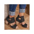 thumbnail image 1 of LUXUR Sandales Habillées à Talon Bloc Bas pour Femmes, Sandales à Boucle Mode pour Dames, Noir 9, 1 of 3