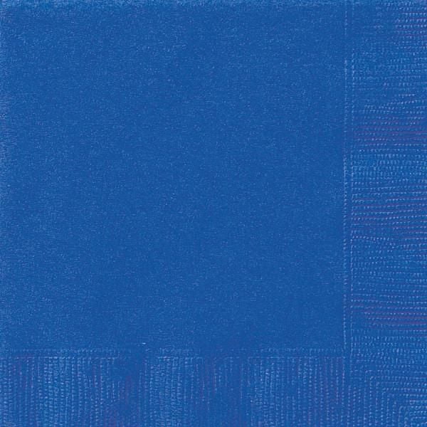 Serviettes à Lunch Bleu Électrique, 65 Unités, Montrant un Gros Plan d'Une Serviette Jetable Pliée 2 Épaisseurs en Bleu Électrique avec une Bordure Texturée, Mesurant 6,5 par 6,5 Pouces, Convenant aux Fêtes, Pique-Niques, banquets et aux Fonctions de Bureau, et Souvent Utilisée pour des Projets d'Artisanat.