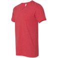 thumbnail image 3 of BELLA+CANVAS T-Shirt Jersey à Col en V pour Homme, m, Rouge Chiné, 3 of 6
