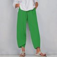 thumbnail image 1 of RXIRUCGD Women's Summer Comfortable Loose Wide Legged Fashion Solid Color Capris, Green, Size: L, 1 of 5