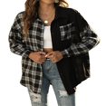 thumbnail image 1 of Women Plaid Jacket Long Sleeve Turn-down Collar Button Closure Tops Outwear, 1 of 6