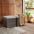 thumbnail image 2 of Patiojoy 2 Pieces Patio Ottoman Multipurpose Outdoor Wicker Footstool Storage Box Side Table w/ Solid Metal Frame Additional Seating w/ Removable Cushions Beige, 2 of 7