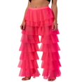 thumbnail image 3 of Women High Waist Trim Tulle Mesh Wide Leg Trousers Y2K Casual Solid Chiffon Multi Layer Ruffle Yarn Pants, 3 of 8