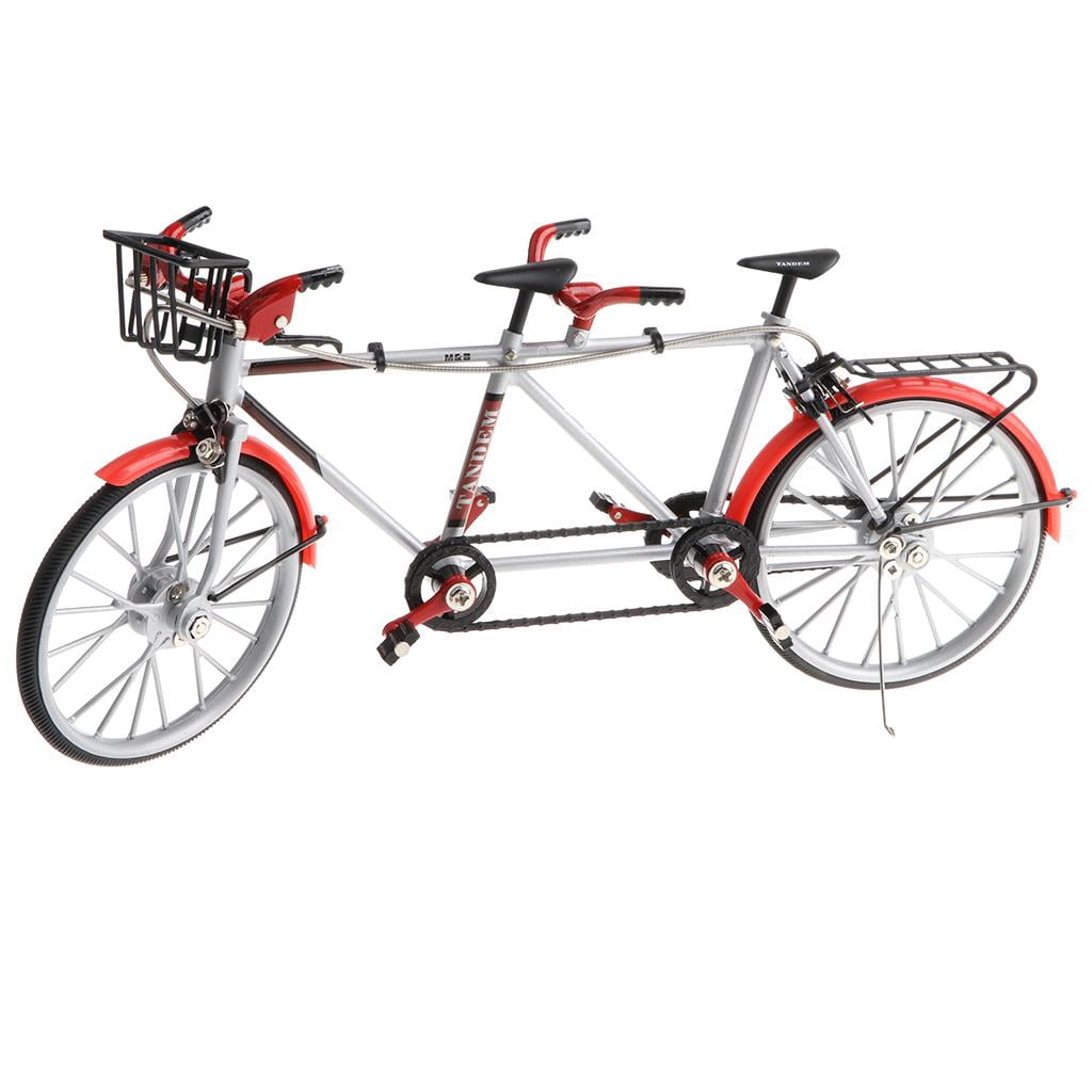 1: Artificial Miniature Alloy Tandem Bike Mountain Bike Cool Boy Toys, Home Office Desk Decor, Creative Gift, Red