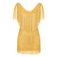 thumbnail image 4 of CEHVOM Mode Femmes Aguichant Col en V Couleur Unie à Franges Robe Sans Manches Jupe Courte, 4 of 5