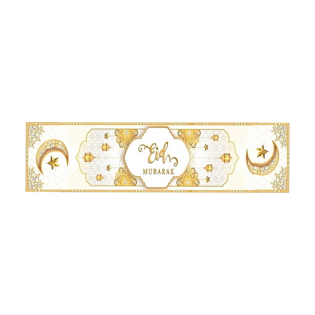 TIELUTT Drapeaux de Table Eid et Lune Nappe Eid Décoration Restaurant Eid Drapeaux de Table Eid Drapeaux de Table en Lin Chemin de Table de Rue Table Champagne Bouquet de Mariée Ensemble 48 Table