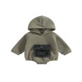 thumbnail image 1 of Baby Girls Boys Spring Autumn Hooded Romper Long Sleeve Contrast Color Romper with One Pocket, 1 of 9