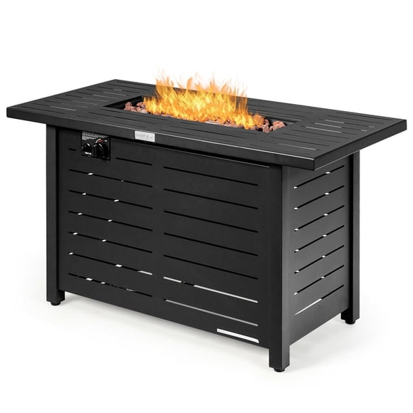 Gymax Foyer Rectangulaire au Propane de 42 Pieds' 60 000 Btu Chauffage Table d'Extérieur avec Housse
