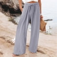 thumbnail image 2 of Timegard Womens Pants Plus Size Elastic High Waisted Drawstring Wide Leg Lightweight Casual Loose Trousers, 2 of 5