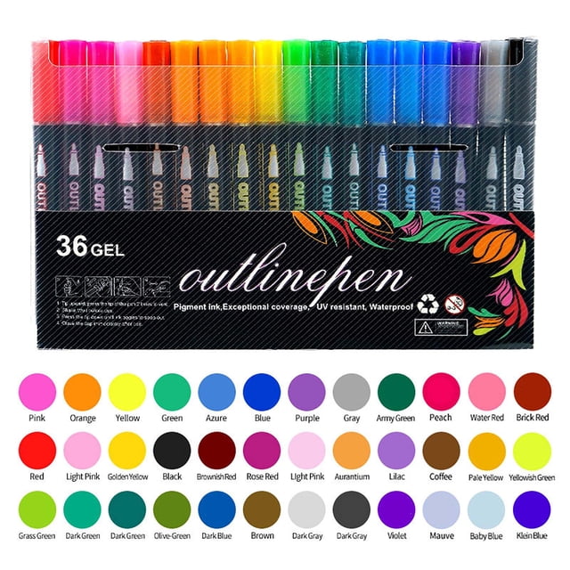 Double Line Outline Marker Pens Set, Metallic Ink for Highlighting on Glass, Ceramic, or Paper, 8ml Capacity, Vibrant Glitter Colors