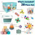 thumbnail image 2 of 6 In 1 Baby Toys 6 To 12 Months, Montessori Toy Soft Building Blocks Stacking Ring, 2 of 4