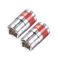 thumbnail image 1 of Unique Bargains 2 Pcs 1/2-Inch Drive by 15mm Shallow Socket w Red Band, Cr-V, 6-Point, Metric, 1 of 4