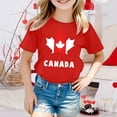thumbnail image 2 of T-shirt à Manches Courtes pour Filles de la Fête du Canada, Col Rond d'Été, Coupe Décontractée, Chandails de Base, 2 of 4
