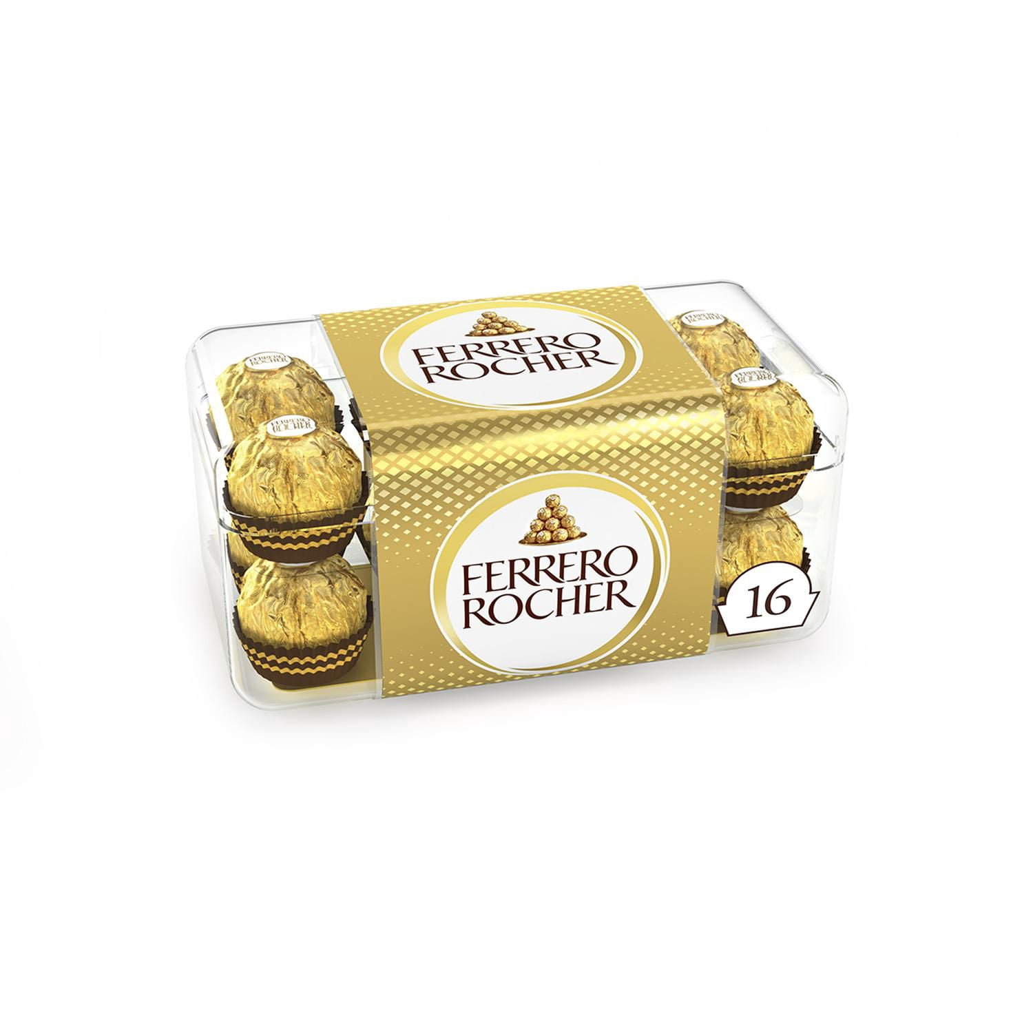 FERRERO ROCHER Fine Hazelnut Chocolate Gift Box, 16 Individually Wrapped Chocolates