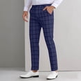 thumbnail image 2 of Lovzfmll Pantalon Habillé à Carreaux pour Homme pour Tenue de Bureau Décontractée, Coupe Confortable, Jambe Fuselée, Pantalon de Bureau Moderne Bleu Foncé, L, 2 of 6