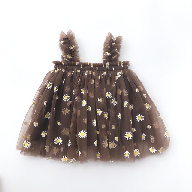 Birdeem Robe d'Été Adorable pour Bébé Filles Robe Douce Sans Manches à Bretelles Imprimé Fleurs Dentelle Robe d'Été